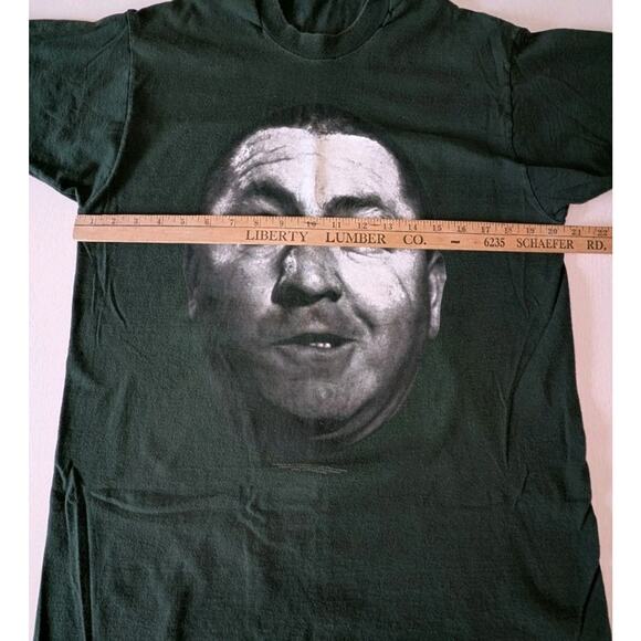 Vintage Three Stooges Curly Howard Shirt Mens Large Green Single Stitch - Picture 9 of 10